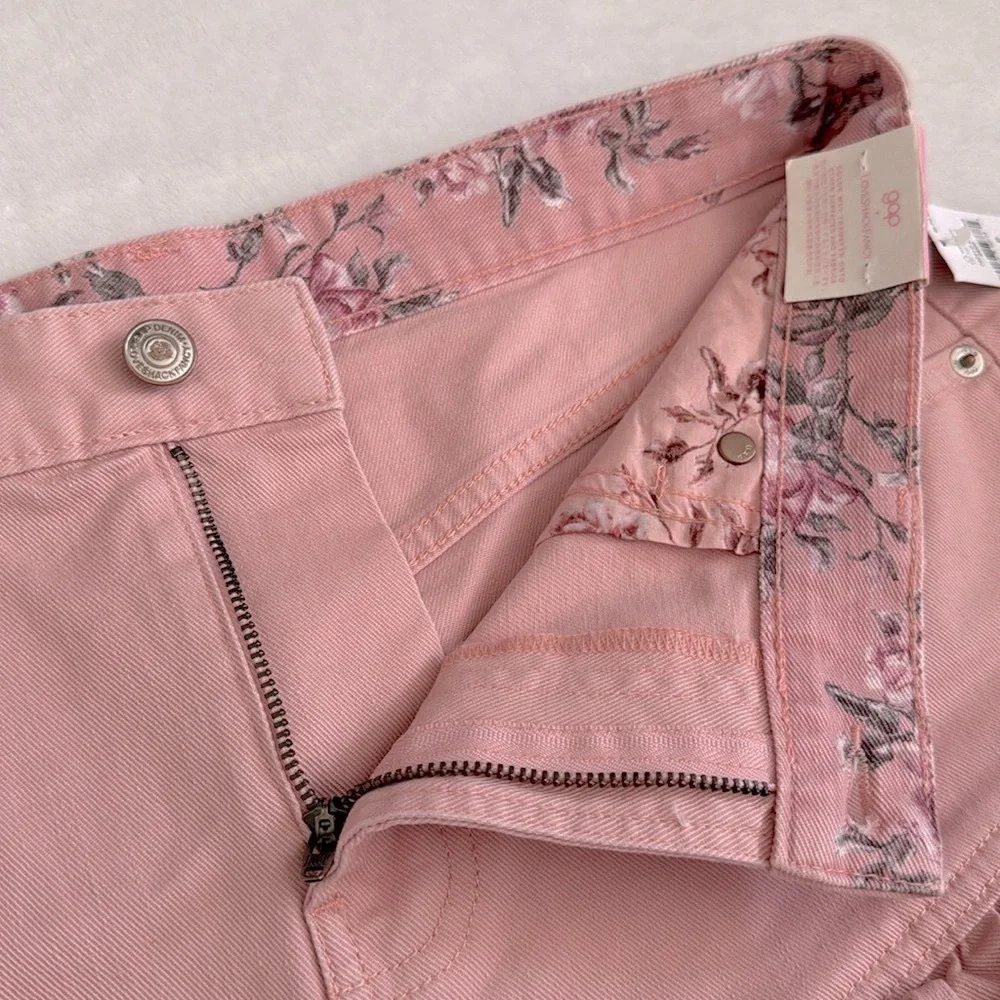 {NWT} GAP x LoveShackFancy | Stretch Denim Ruffle Hem Mini Skirt Pink (29/8P) - Picture 7 of 16
